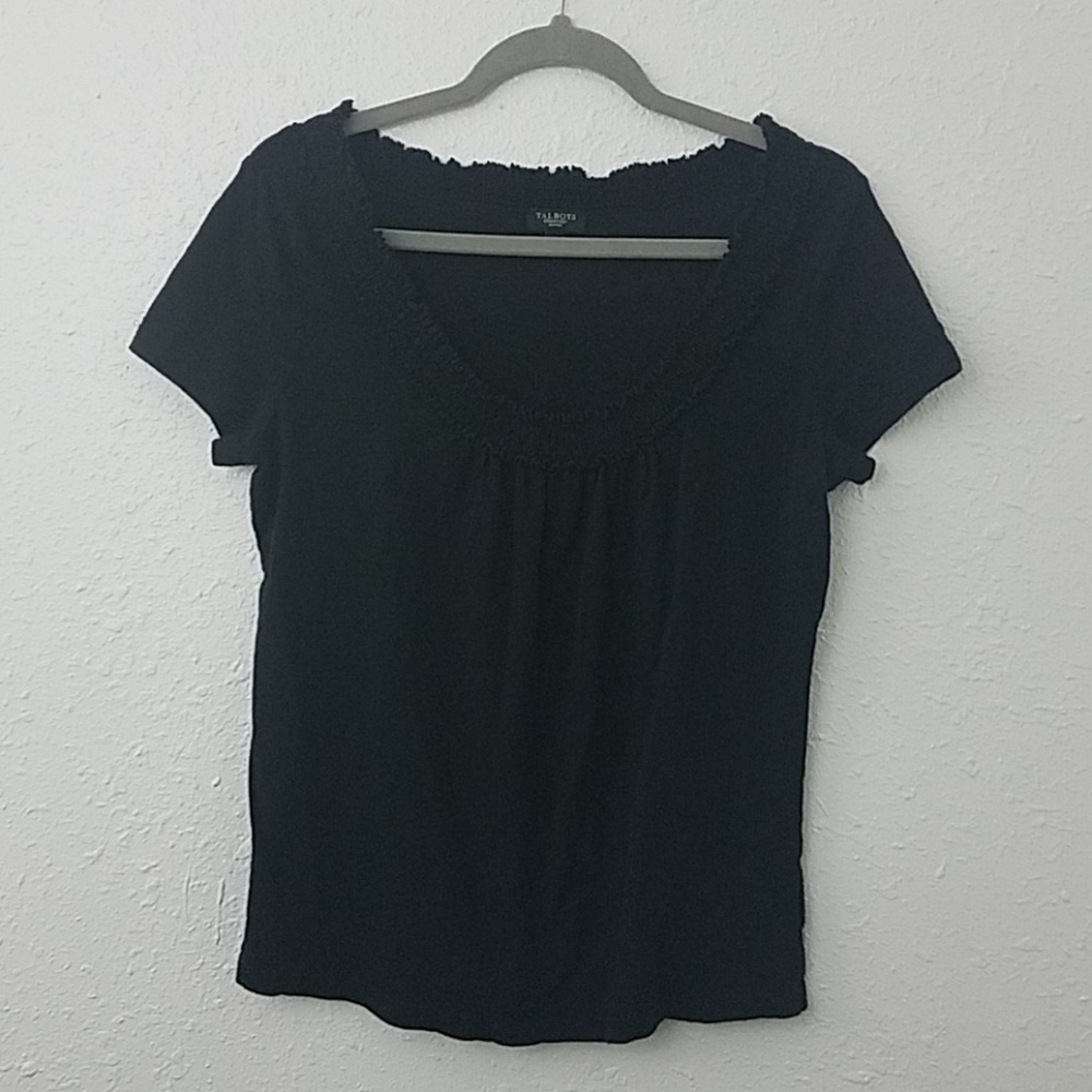 talbots petites medium black blouse shirt top